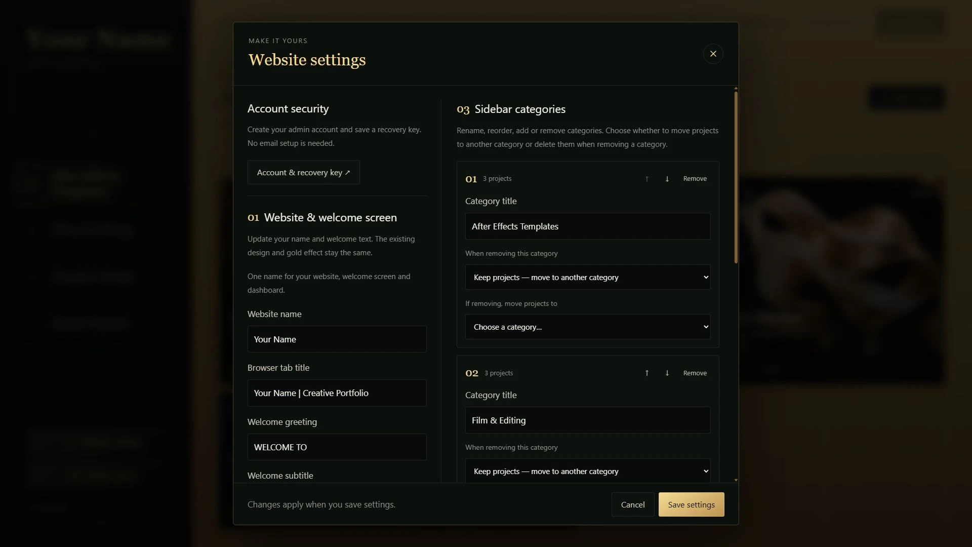 Gold Portfolio - PHP Portfolio with Admin Dashboard (Screenshot 5 of 5)