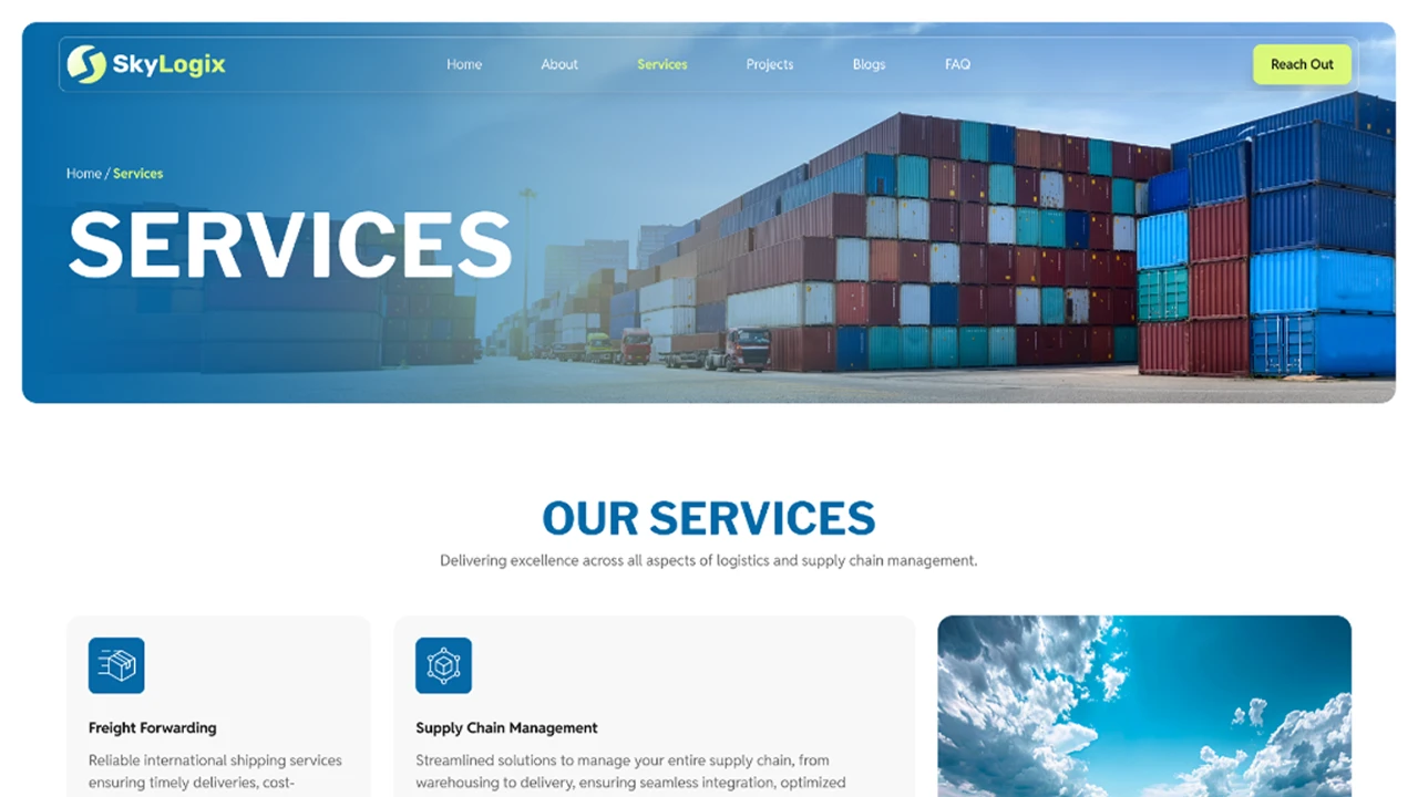 SkyLogix - Logistics Website Figma Template
