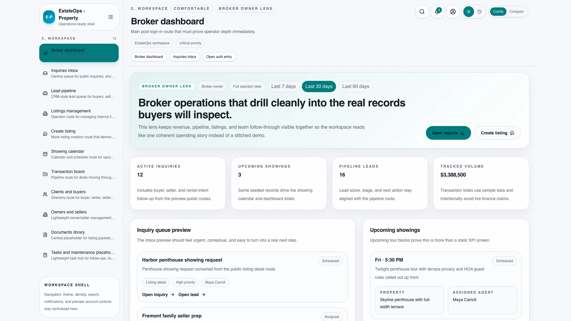 EstateOps - Real Estate CRM, Listings & Admin React Template