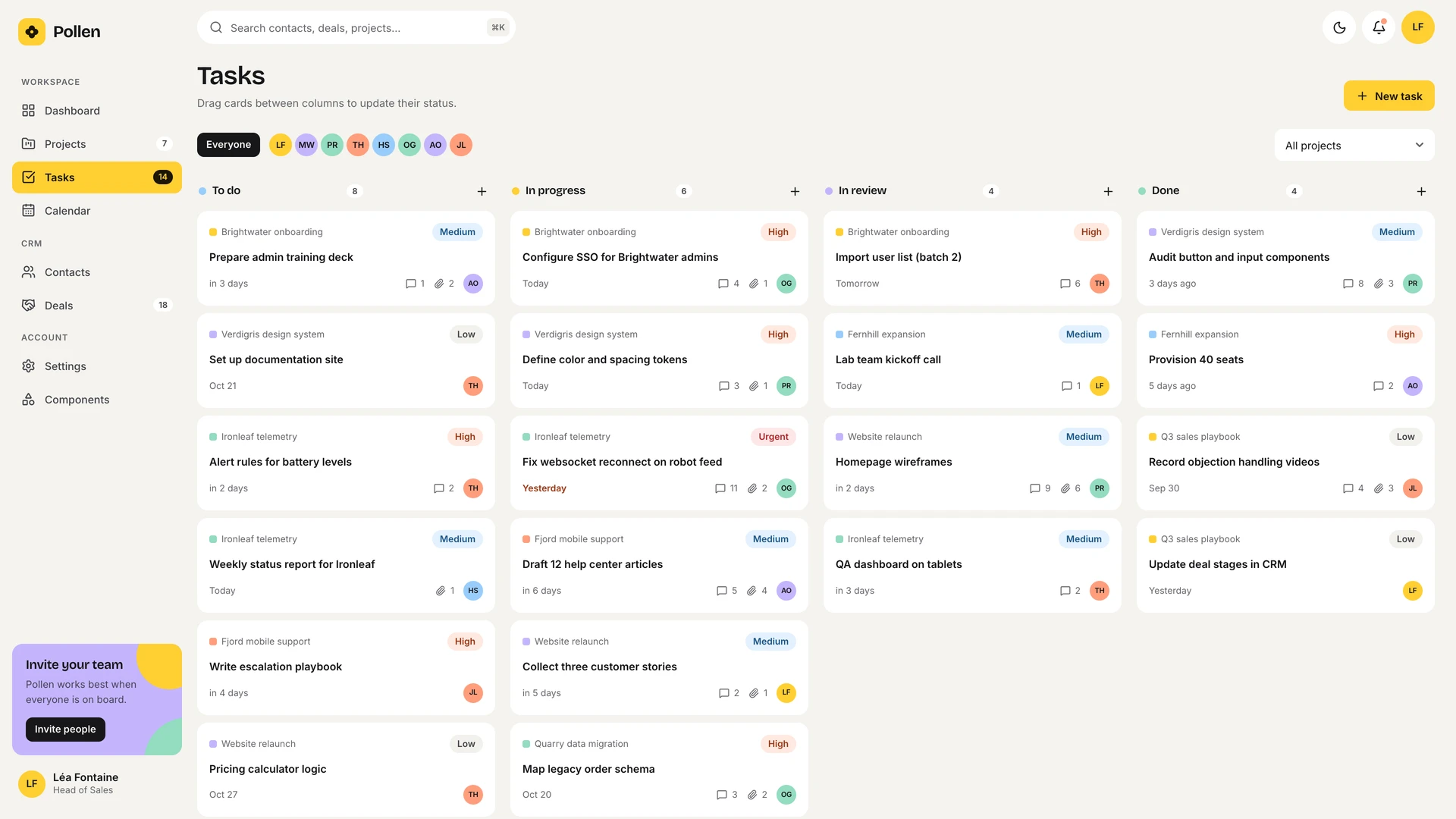 Pollen - Vue & React CRM and Project Management Admin Dashboard Template
