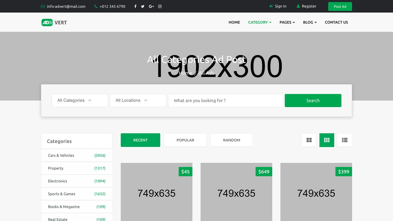 Advert - Classified Ads Template