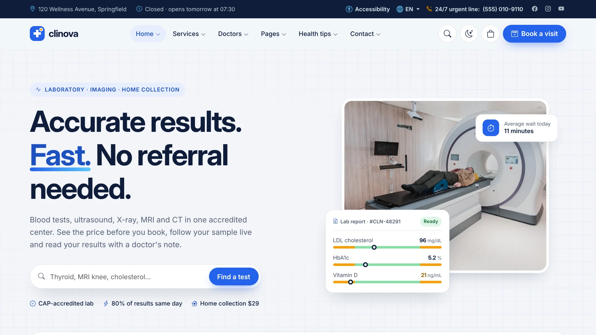 Clinova - Medical Clinic & Healthcare HTML Template