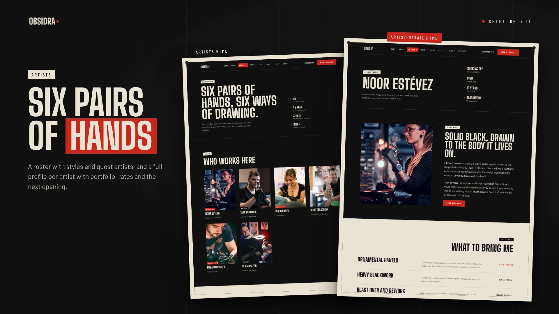 Obsidra - Tattoo Studio & Artist HTML Template (Screenshot 4 of 10)