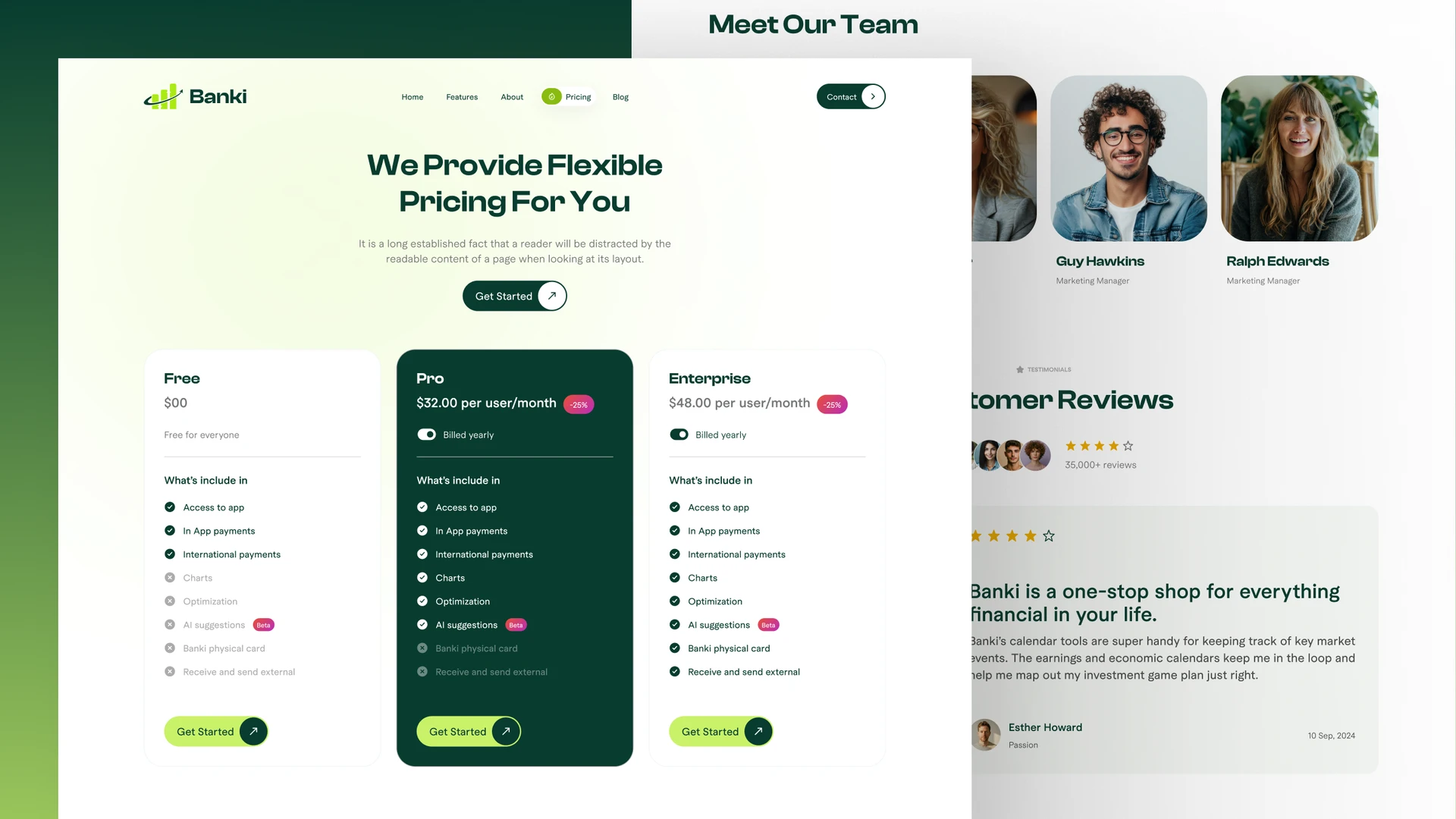 Banki - Fintech Banking, Finance & Investment Framer Template Figma Included