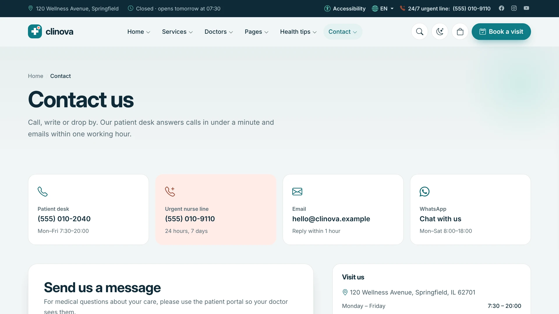 Clinova - Medical Clinic & Healthcare HTML Template