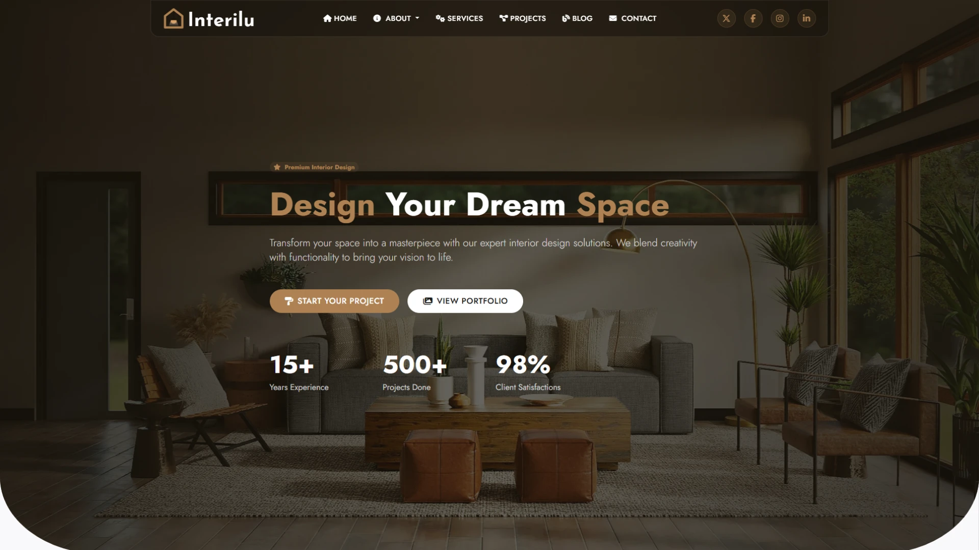 Interilu - Interior Website Template Modern Architecture Agency Design