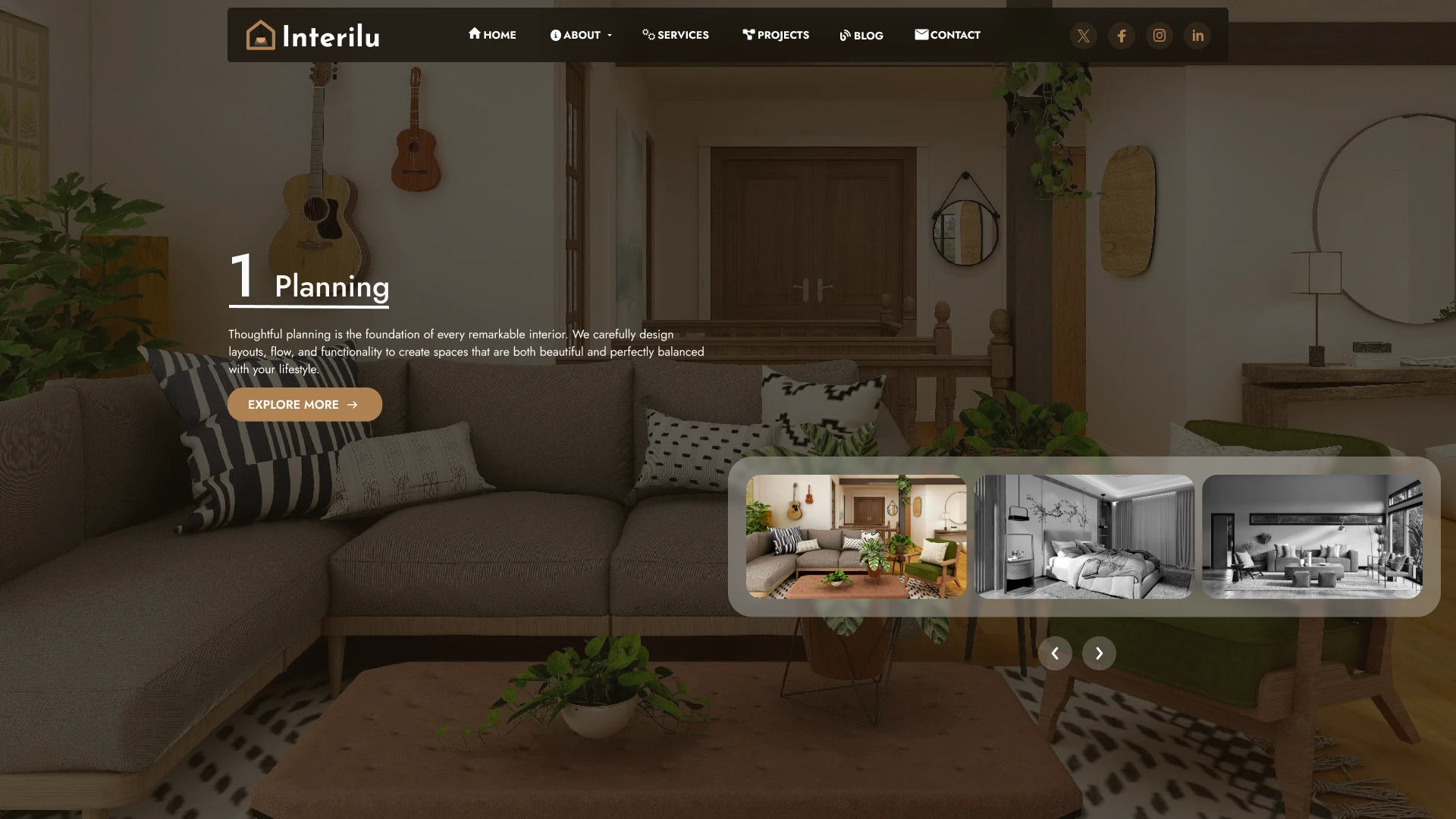 Interilu - Modern Interior Design and Architecture Figma Agency Template