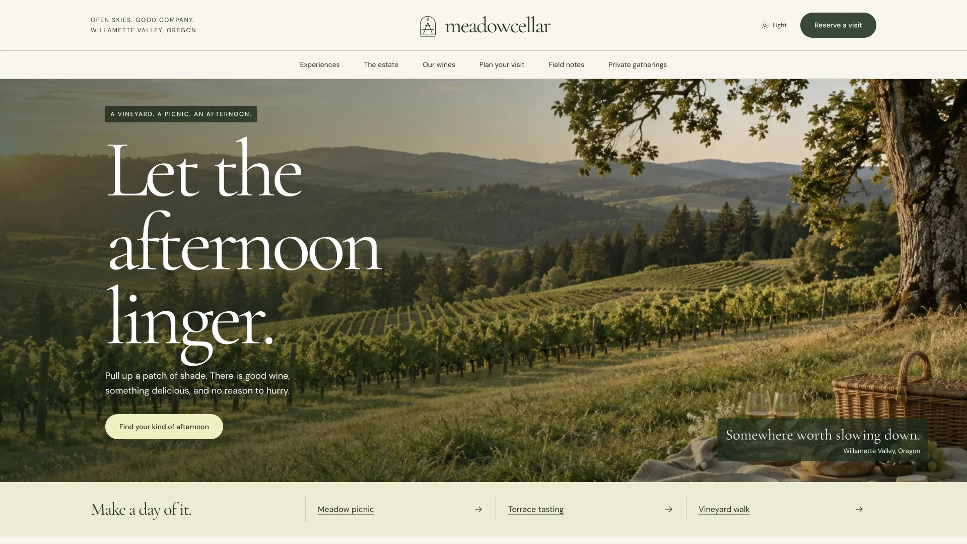 Meadowcellar - Vineyard Picnic & Wine Tasting HTML Template
