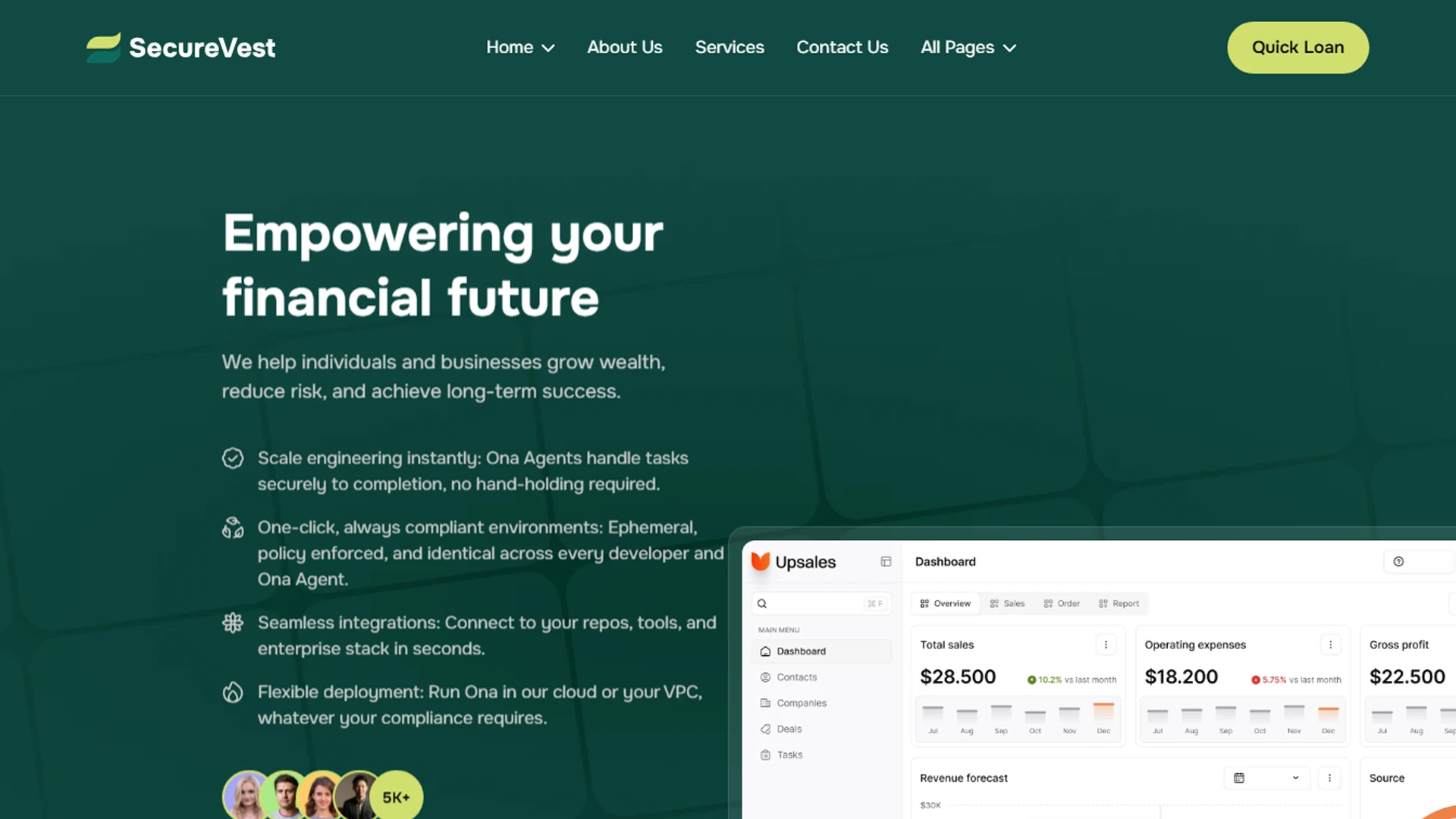 SecureVest - Vue.js Digital Banking & Financial Services Template