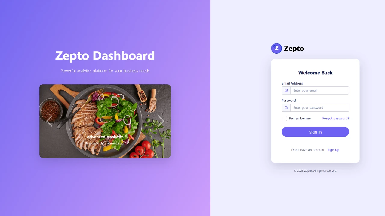 Zepto - Restaurant Admin Dashboard Template