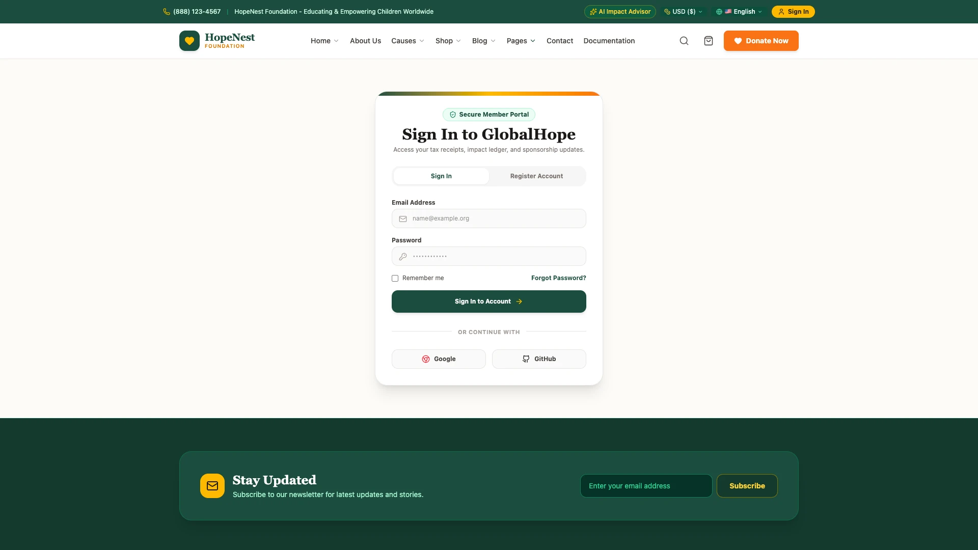 HopeNest - NGO, Charity & Donation Next.js Tailwind Template