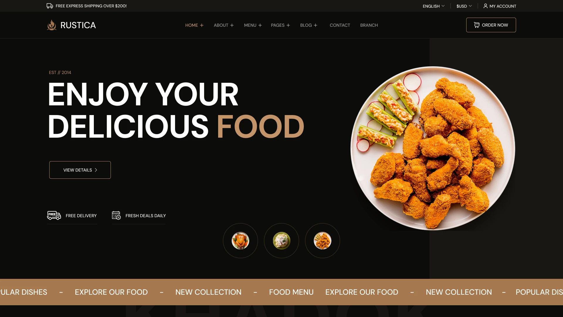 Rustica - Restaurant & Dining Figma Template (Screenshot 1 of 1)
