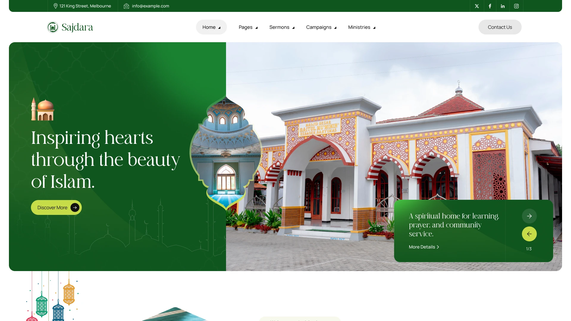 Sajdara - Islamic Center & Community Figma Template (Screenshot 1 of 1)