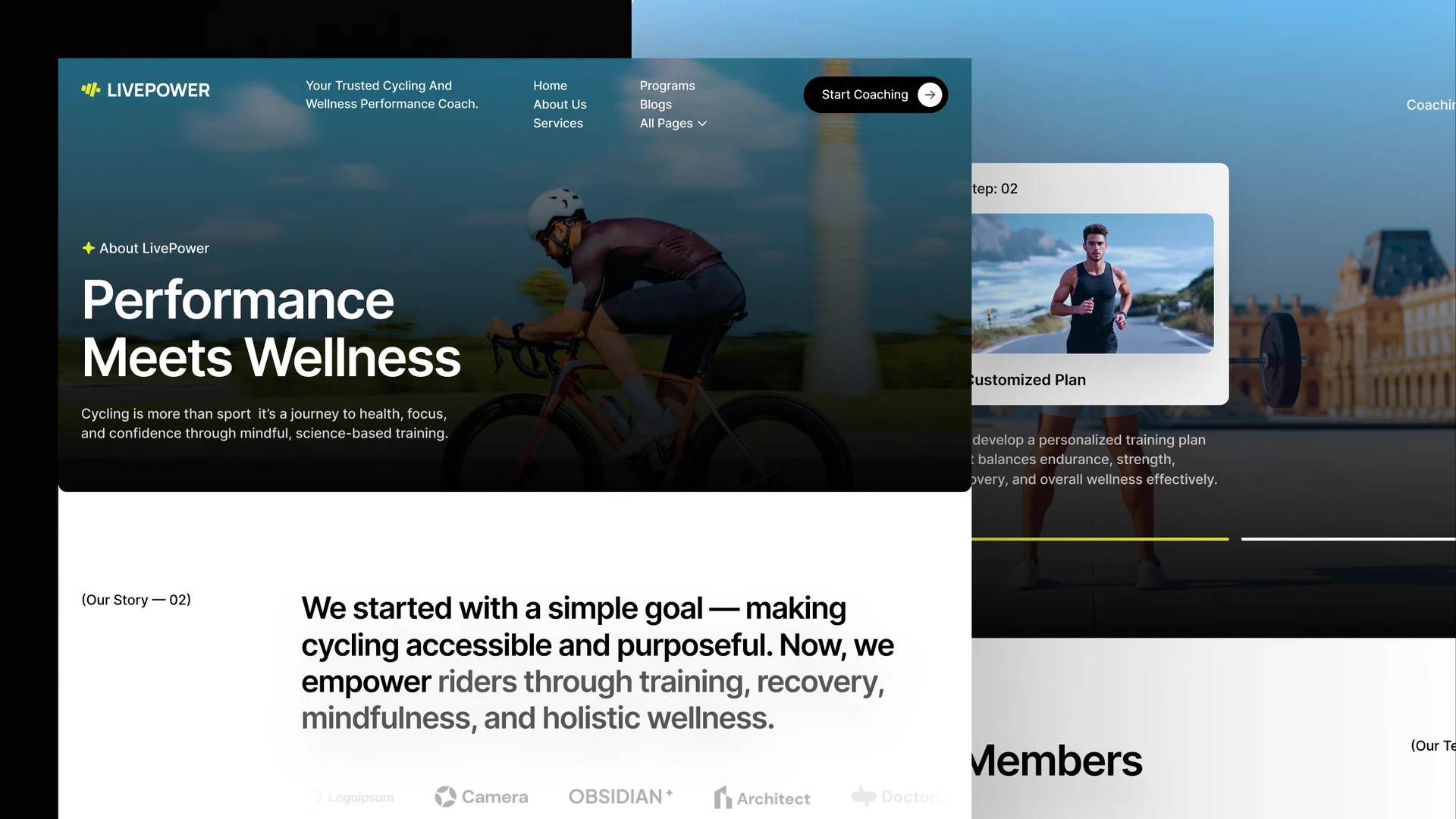Livepower - Wellness, Cycling, Gym & Coaching Framer and Figma Template