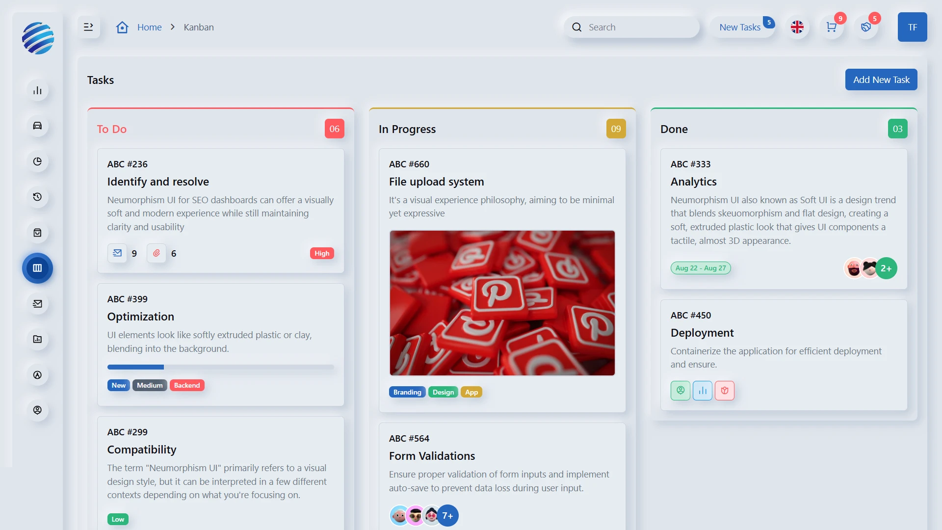 Neumorph - Multipurpose Admin Dashboard Template