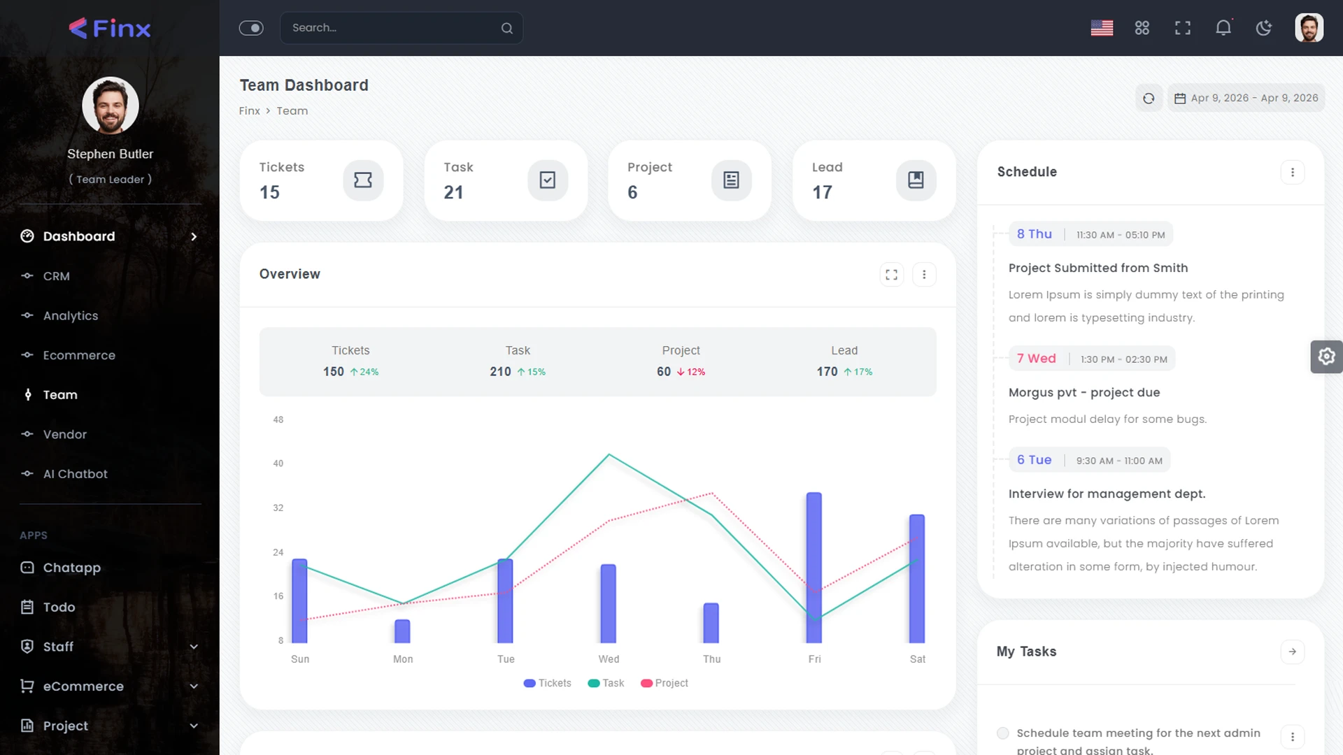 Finx - Advanced AI Chat Interface Admin Dashboard Template, Analytics, eCommerce
