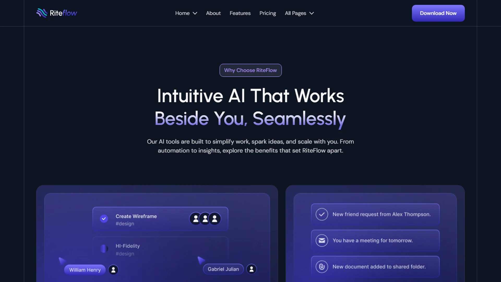 RiteFlow - Vue.js 3 AI Startup, SaaS & Automation Tech Business Template