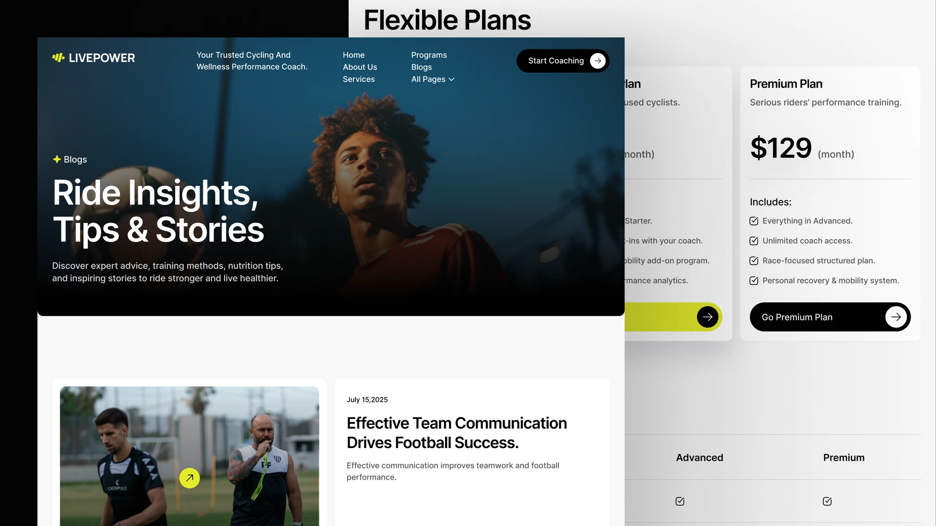 Livepower - Wellness, Cycling, Gym & Coaching Framer and Figma Template