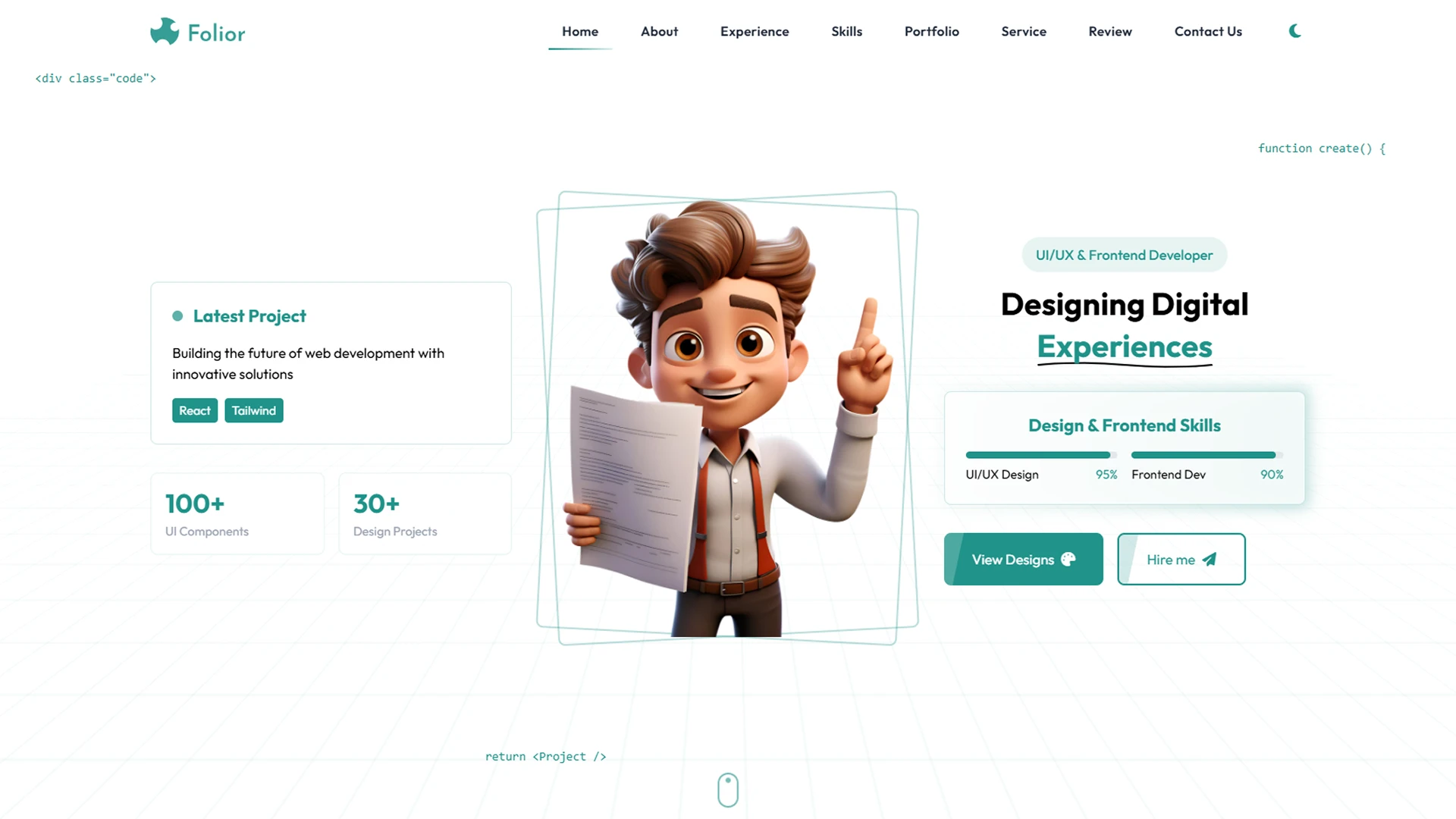 Folior - Portfolio Website Template Tailwind Modern Developer Portfolio
