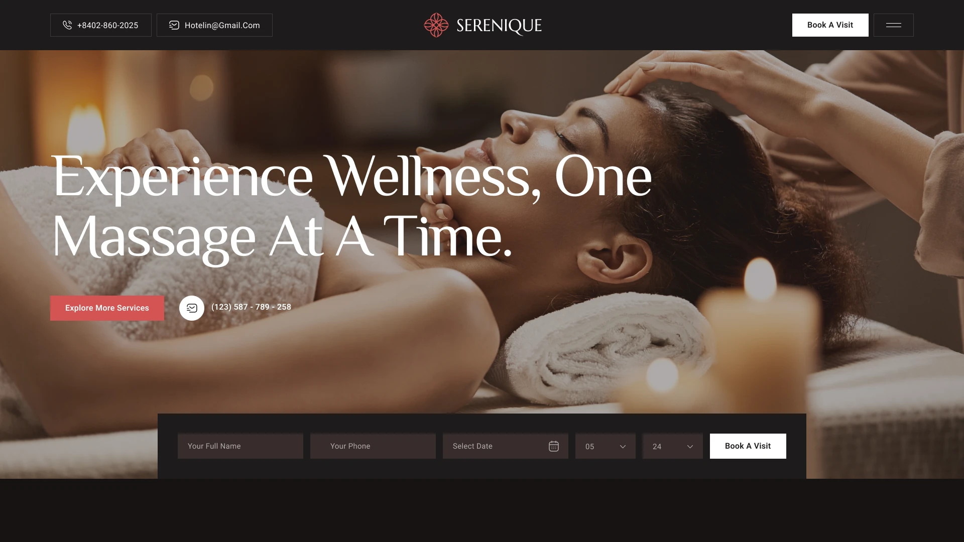 Serenique - Spa Resort & Wellness Hotel Figma Template (Screenshot 1 of 1)
