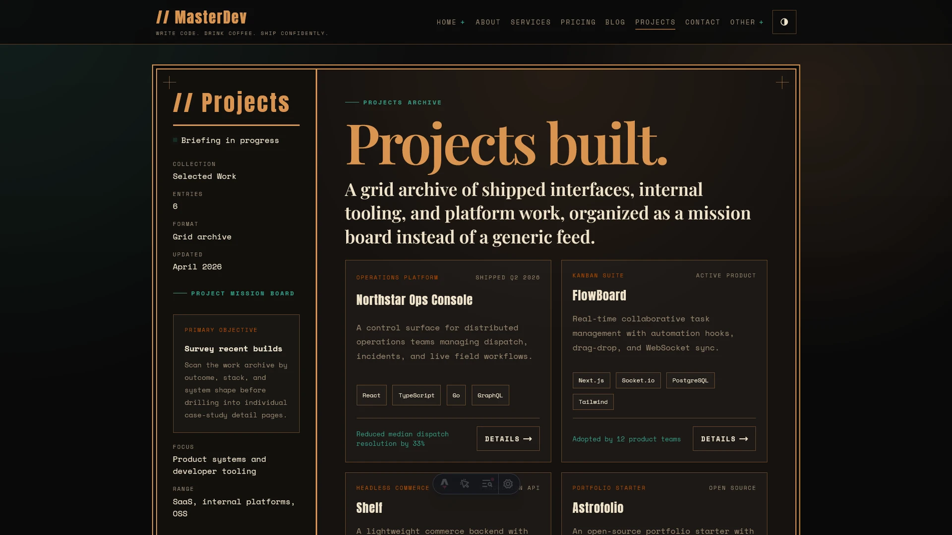 MasterDev - Developer Portfolio Astro Template with Sass & Tailwind Utilities