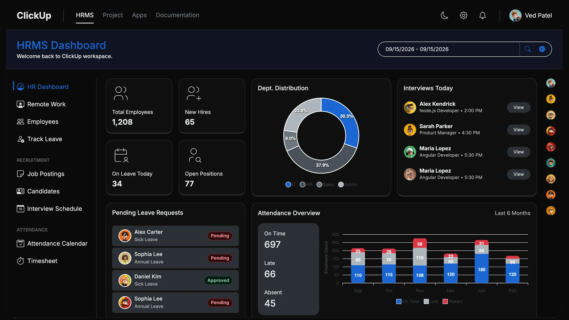ClickUp - HR and Project Admin Dashboard Template