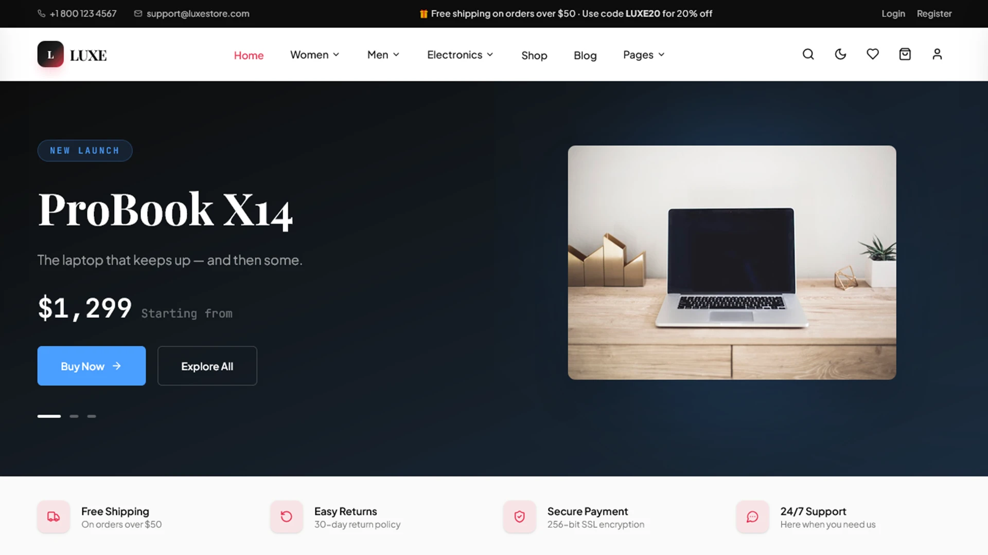 Luxe - React & Tailwind CSS eCommerce Store Template