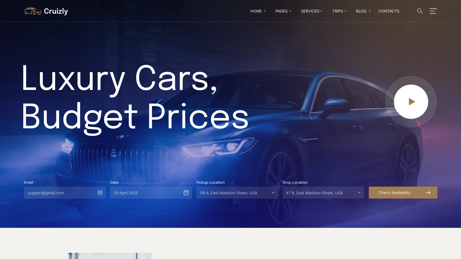 Cruizly - Car Rental & Drive Hire Figma Template (Screenshot 1 of 1)