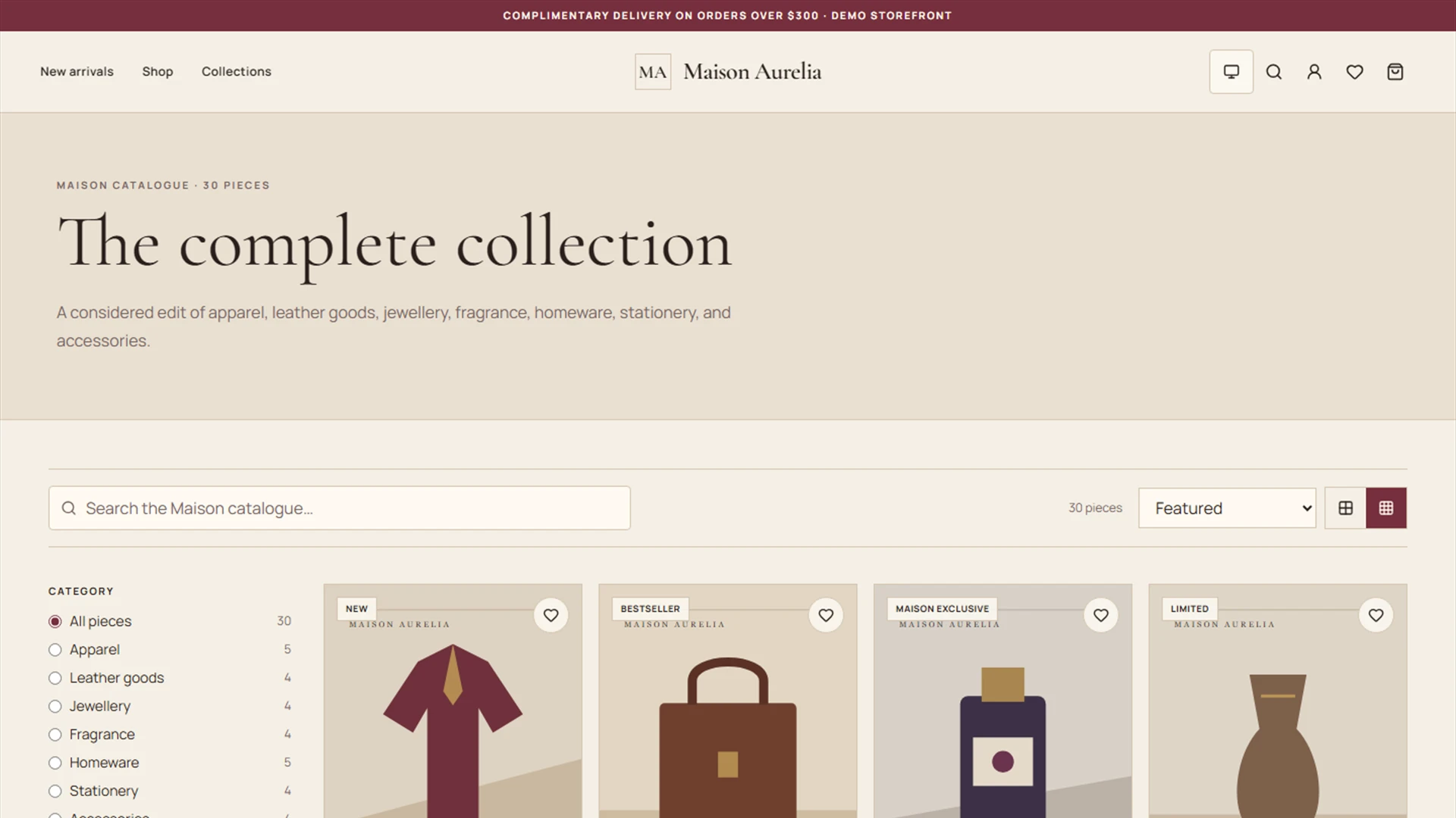 Maison Aurelia - Vintage Next.js eCommerce Platform Template
