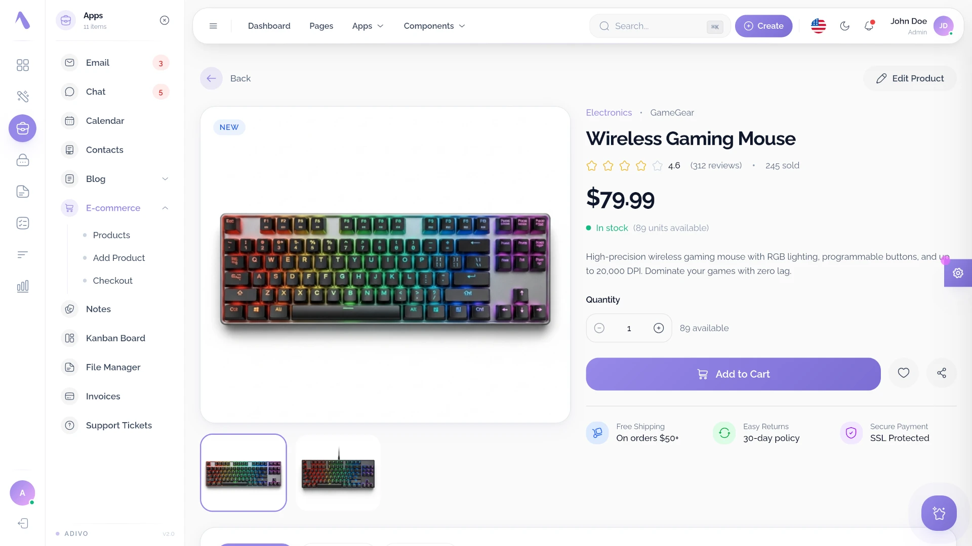 Adivo - AI Ready React 19 Admin Dashboard Template