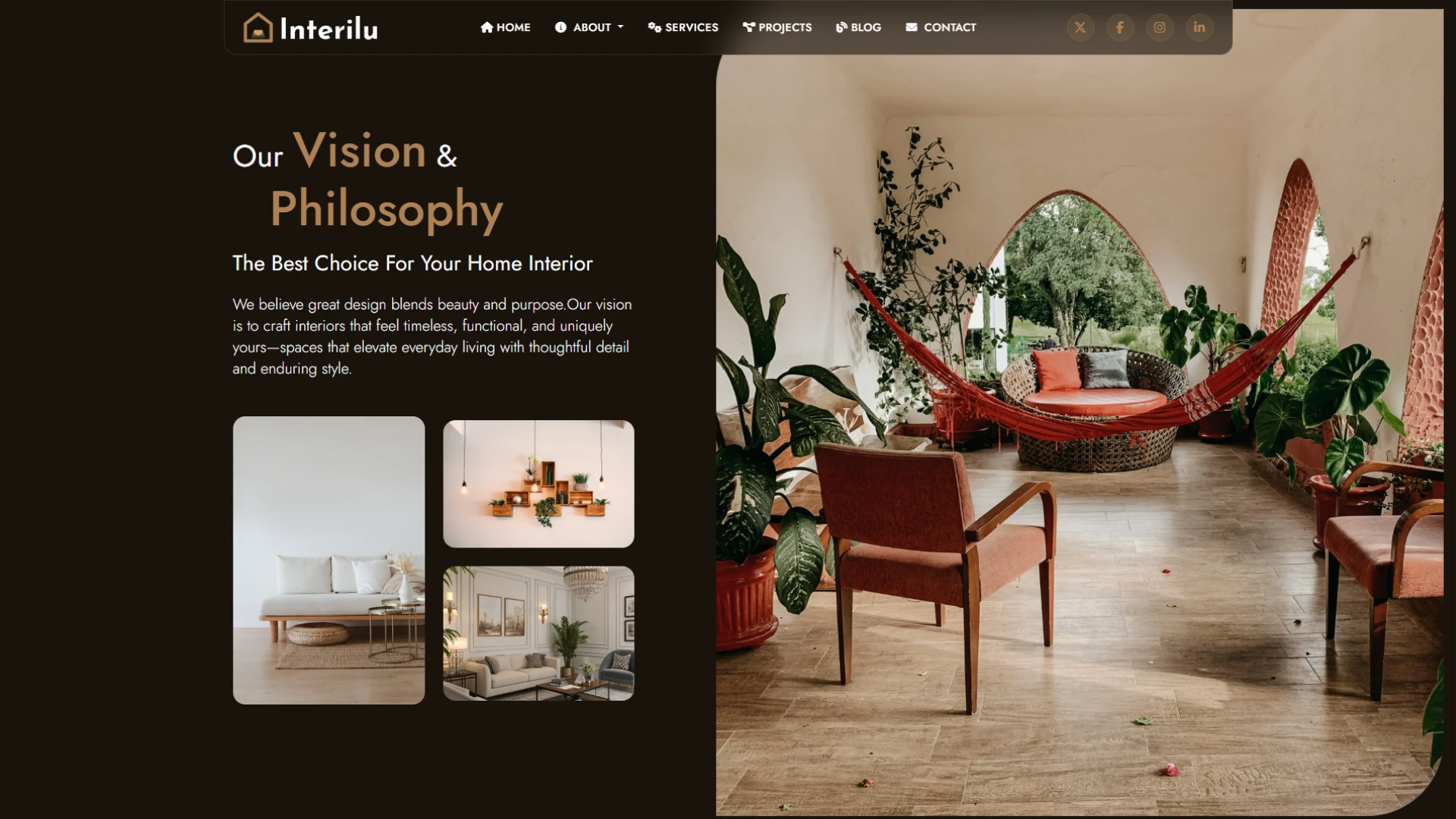 Interilu - Interior Website Template Modern Architecture Agency Design
