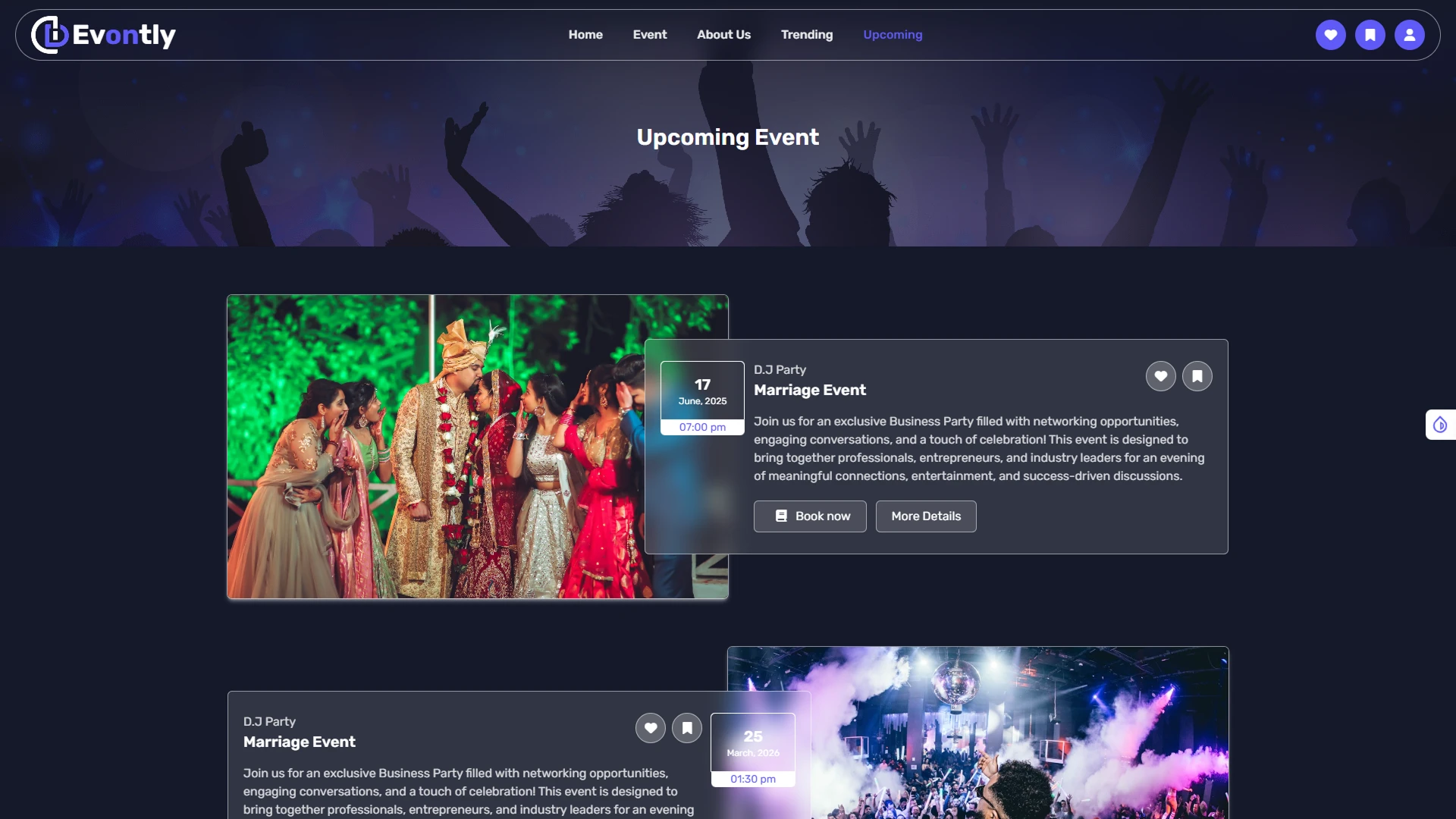 Evontly - Event Management Website Template Modern Booking System