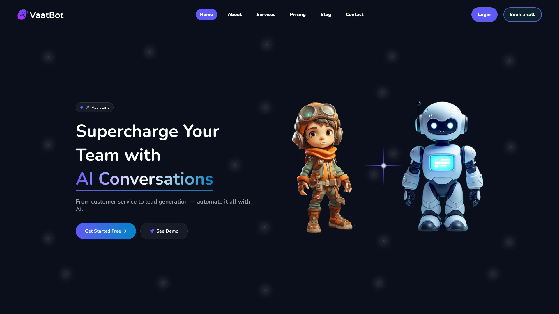 Vaatbot - Modern AI and Tech Startup Landing Page Figma UI Kit