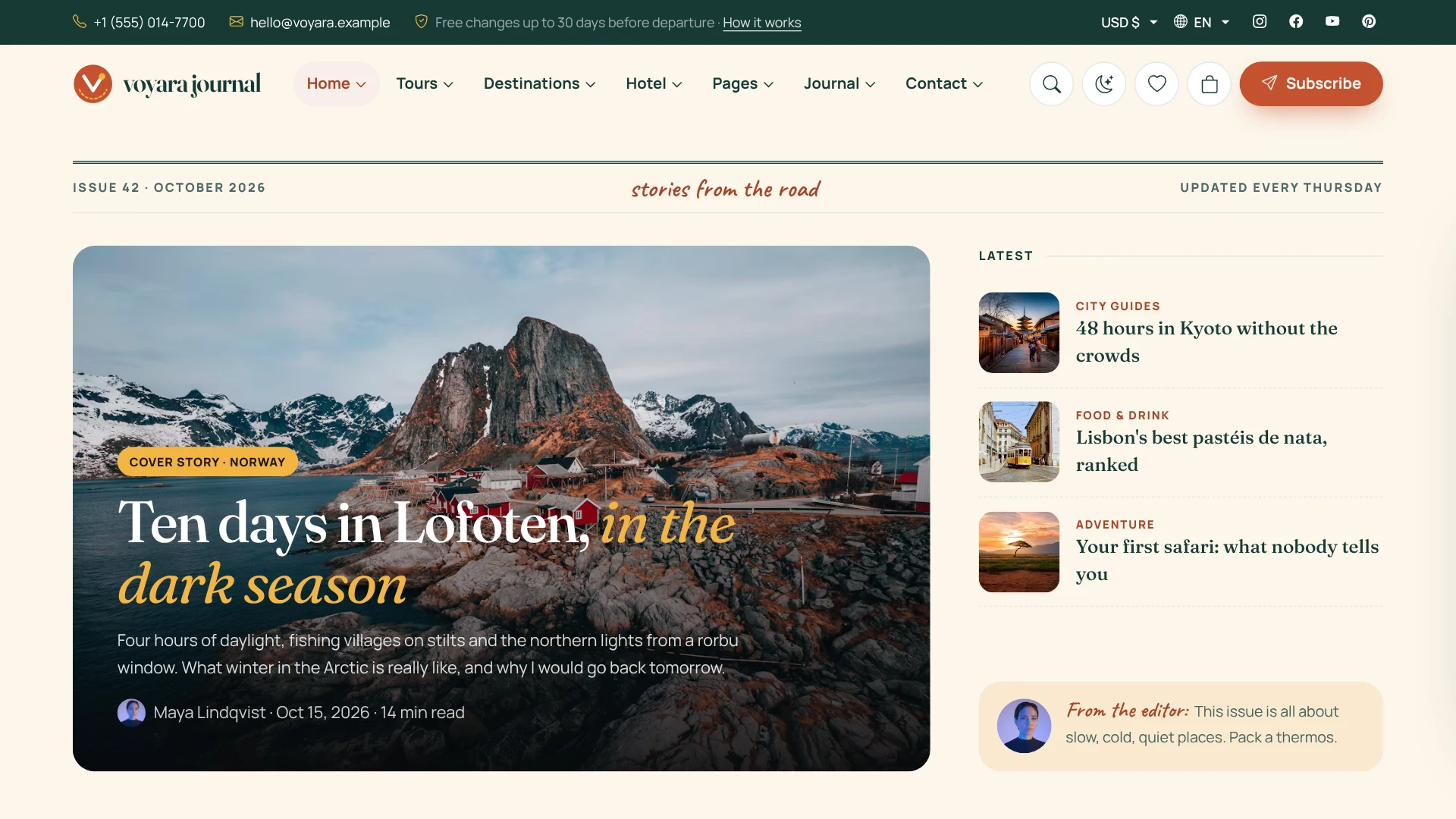 Voyara - Travel Agency & Boutique Hotel HTML Template