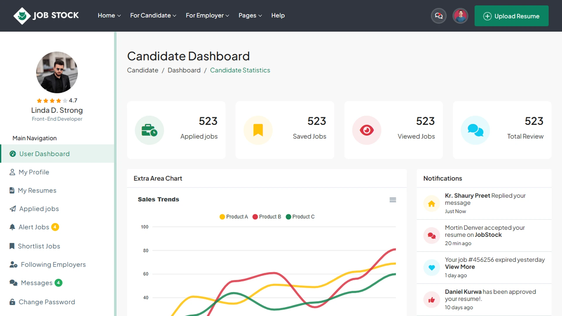 JobStock - CodeIgniter Job Listing, Job Portal Landing & Dashboard Template