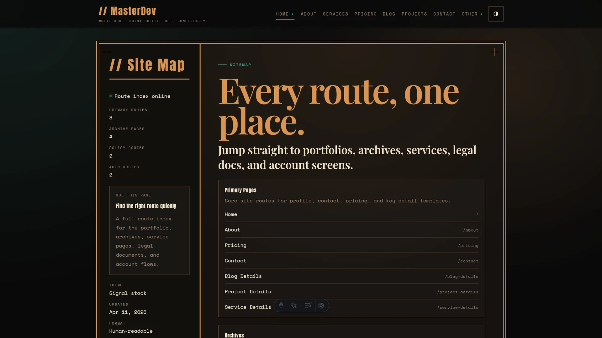 MasterDev - Developer Portfolio Astro Template with Sass & Tailwind Utilities