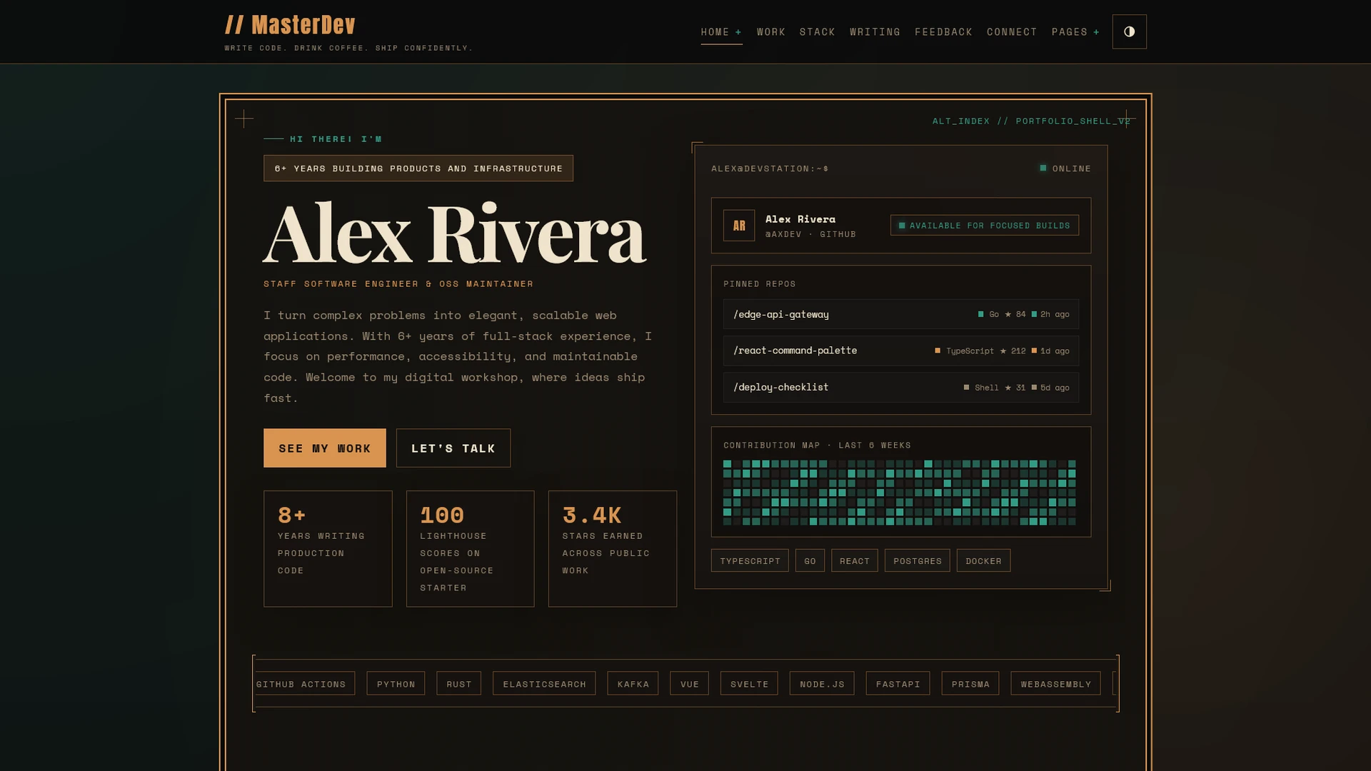 MasterDev - Developer Portfolio Astro Template with Sass & Tailwind Utilities
