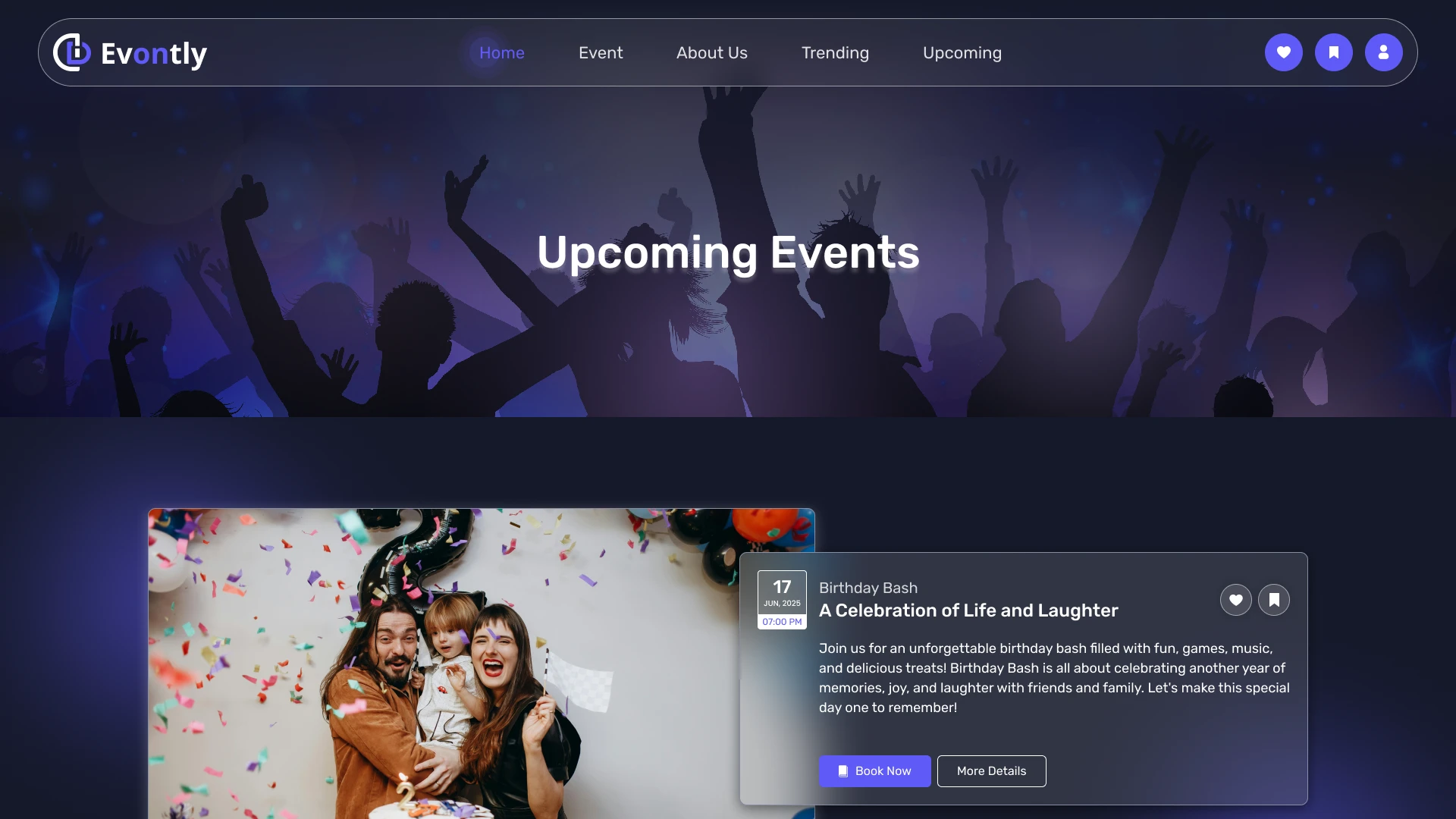 Evontly - Event Management Website Template Modern Booking System Figma UI Kit