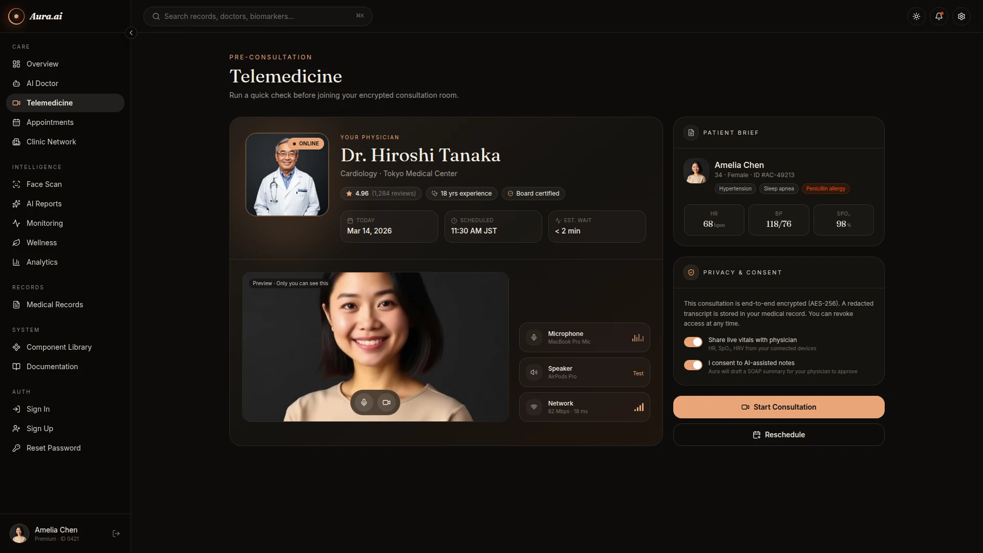 AuraClinic - AI Healthcare Admin Dashboard UI Template
