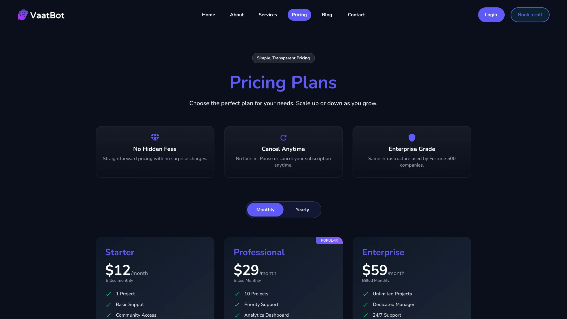 Vaatbot - Modern AI and Tech Startup Landing Page Figma UI Kit