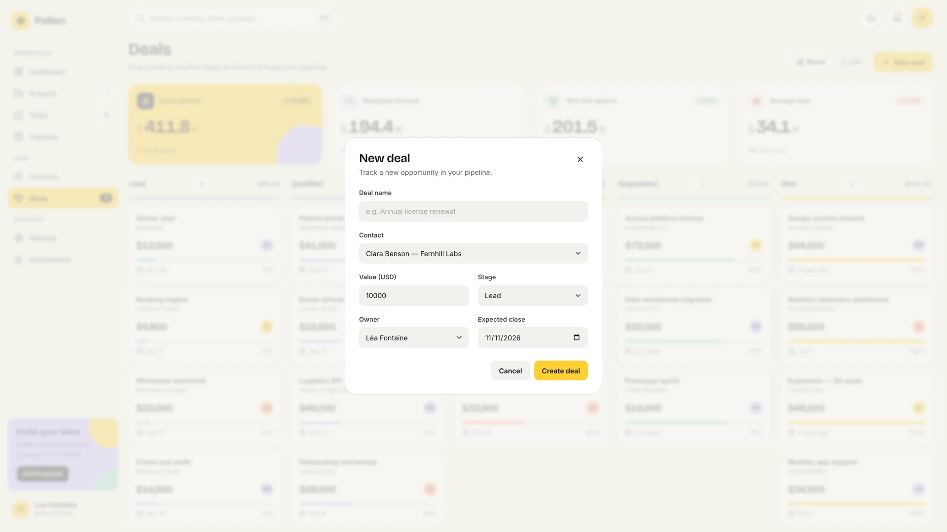 Pollen - Vue & React CRM and Project Management Admin Dashboard Template