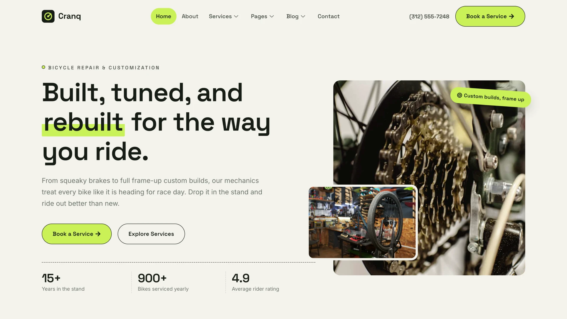 Cranq - Bicycle Repair & Customization React Template