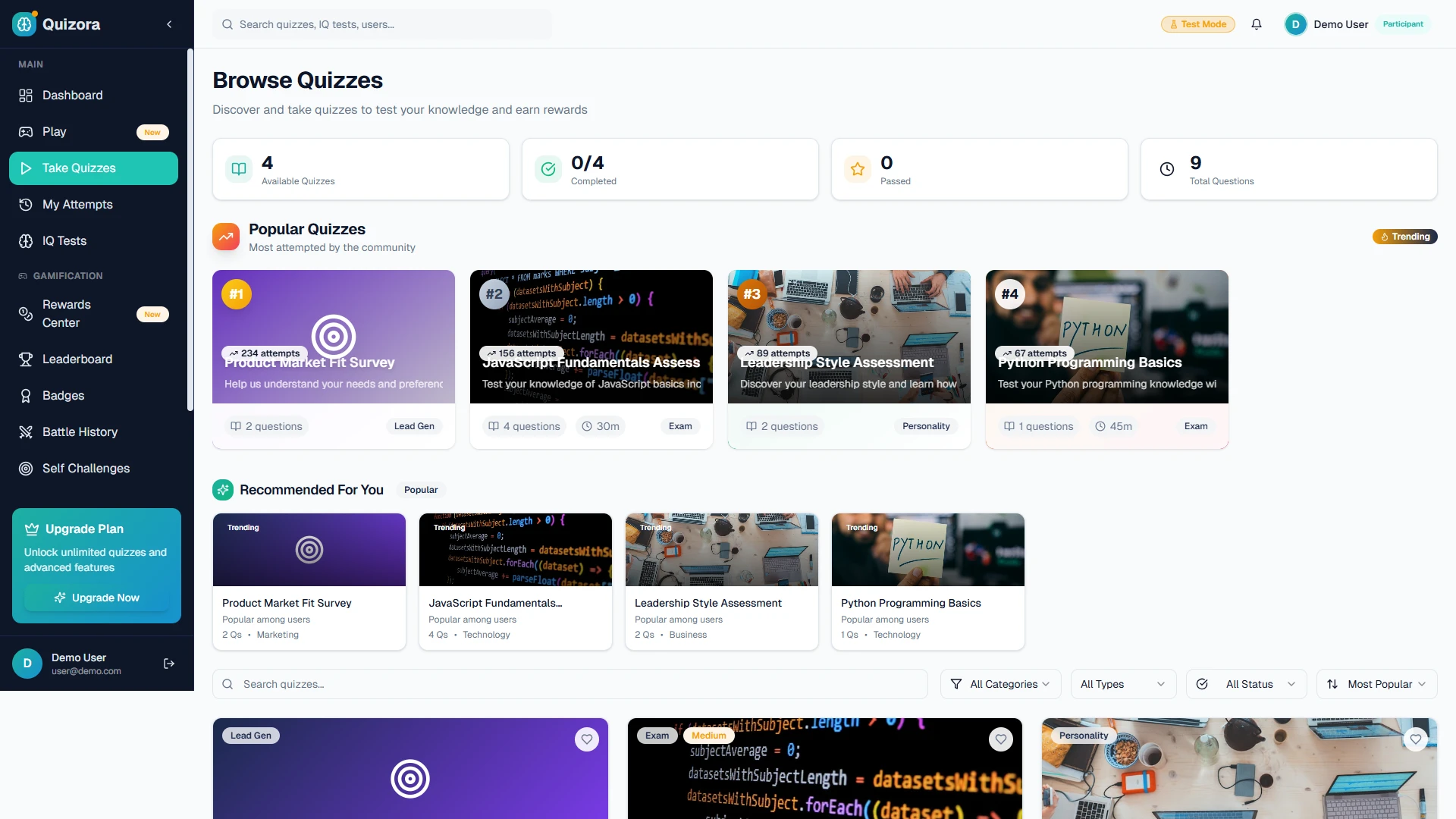 Quizora - AI-Powered Quiz & Learning SaaS Platform