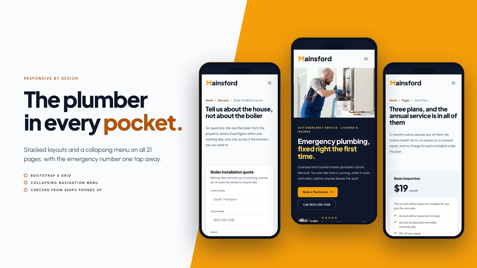 Mainsford - Plumbing & Heating Services HTML Template