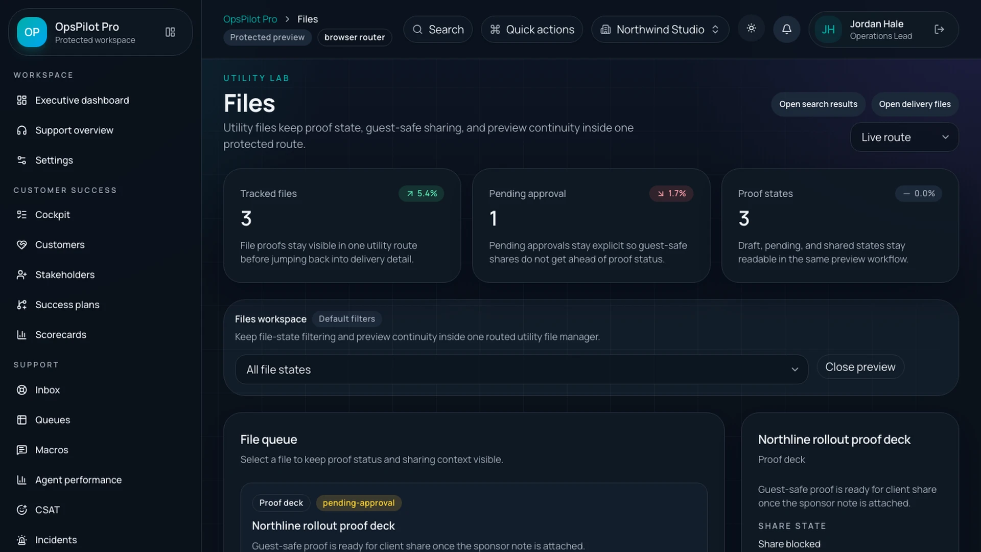 OpsPilot Pro - React CRM, Support, Billing & Admin Dashboard