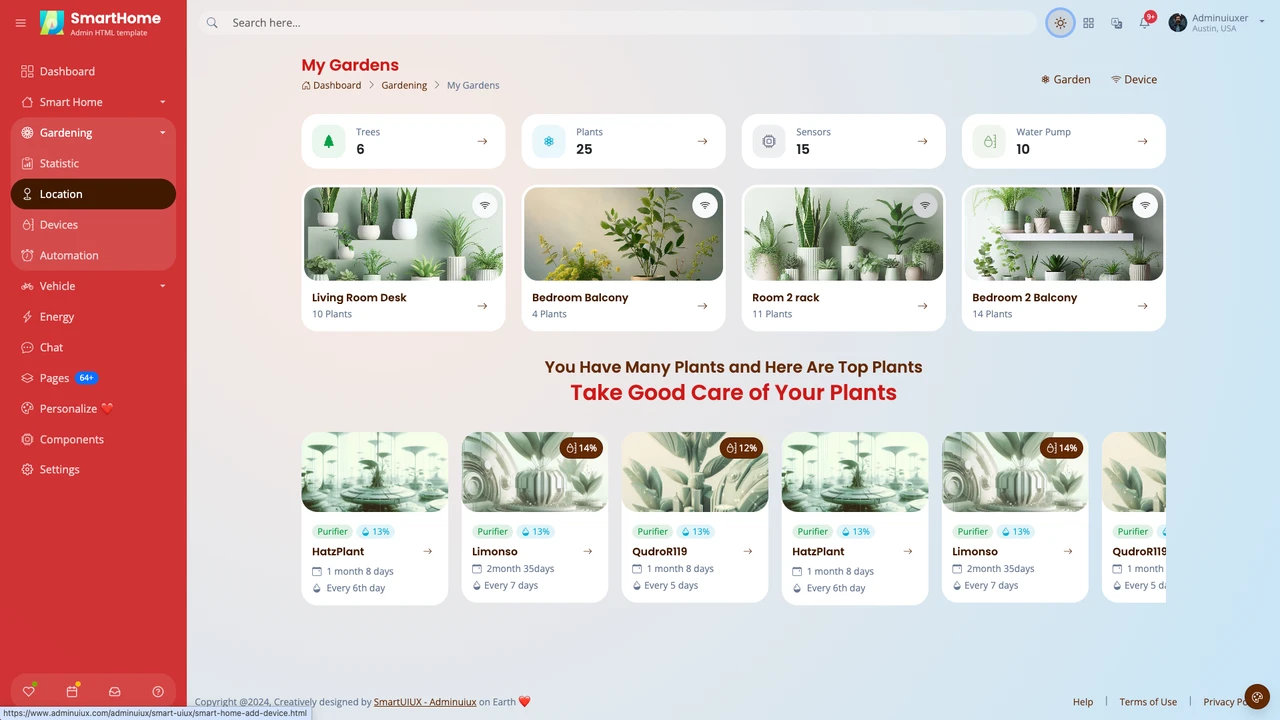SmartHome - Home Automation Admin Dashboard HTML Template