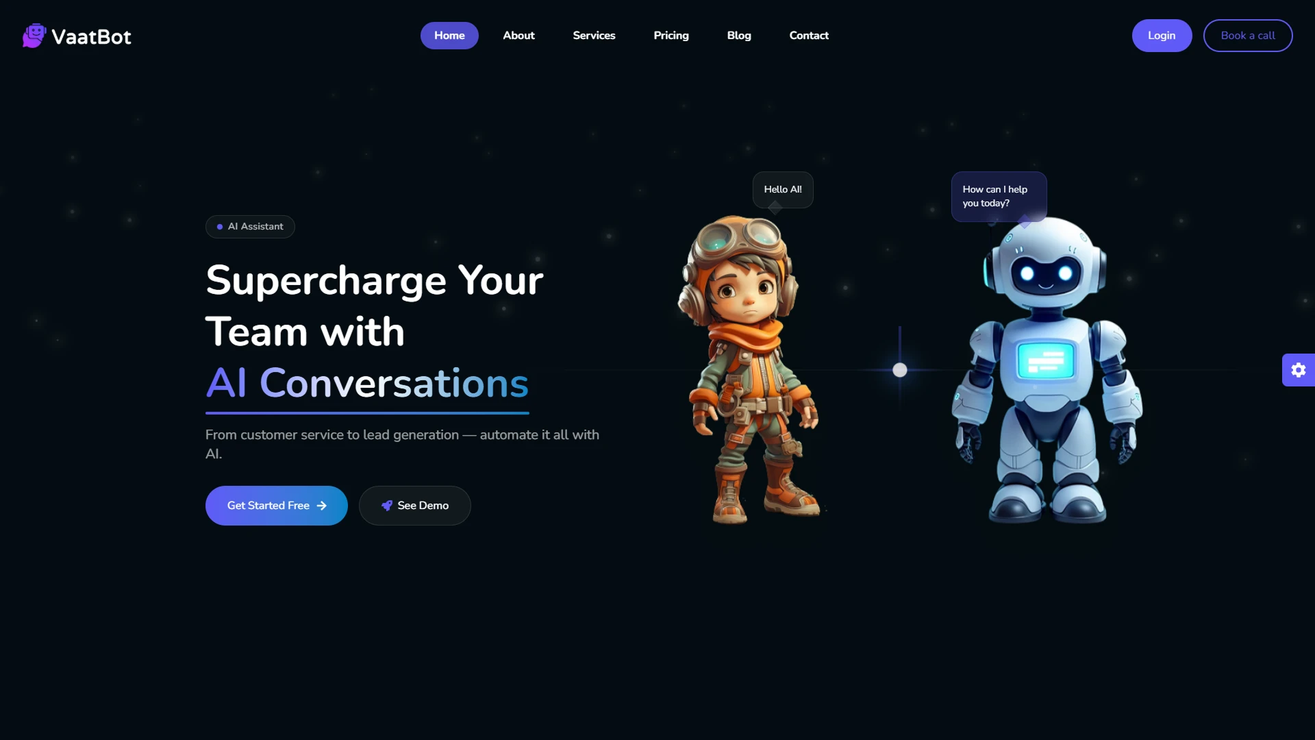 VaatBot - AI Chatbot Landing Website Template NextJS Tailwind Modern SaaS
