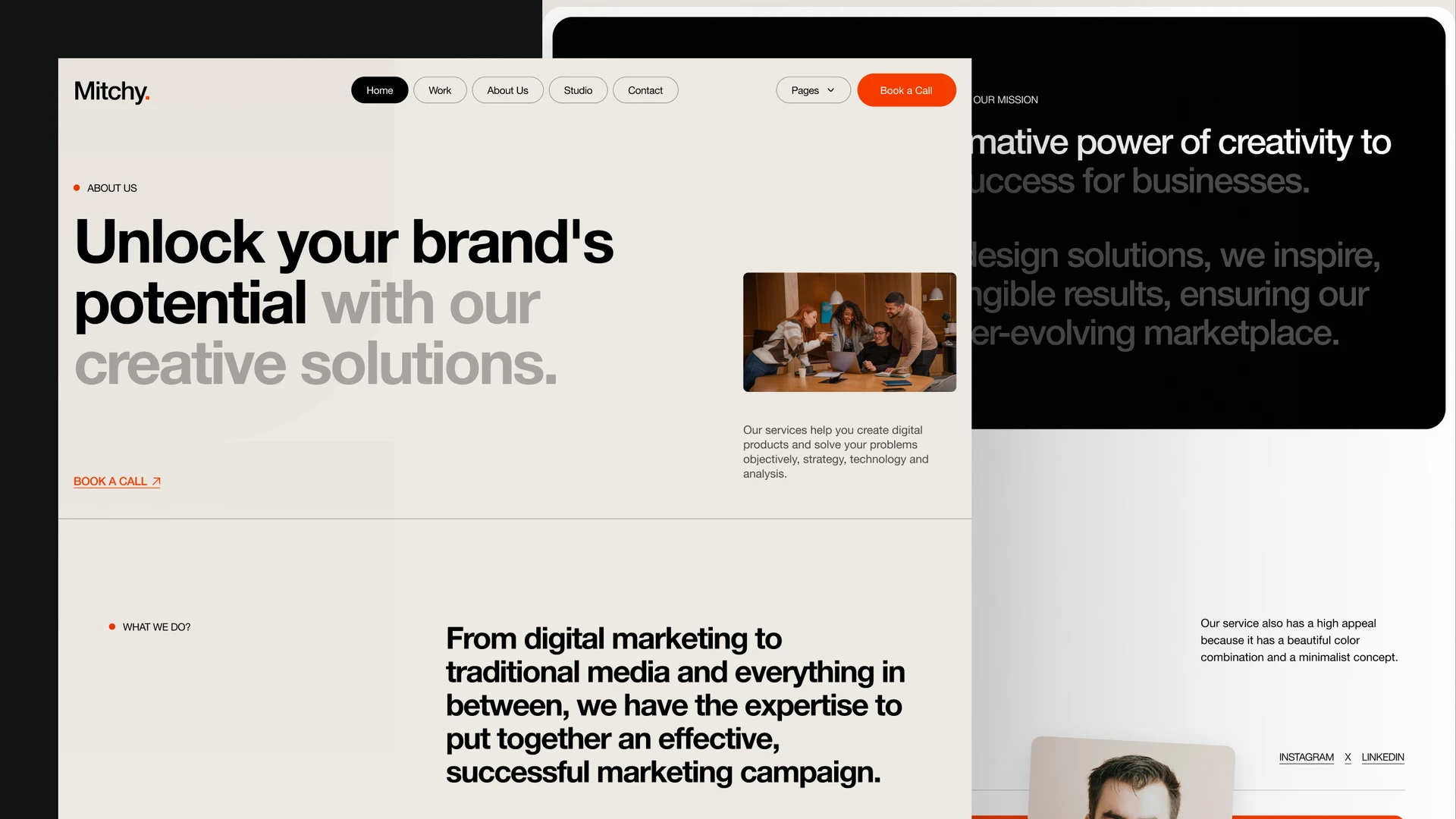 Mitchy - Business Consultation & Marketing Agency Framer Template Figma Included