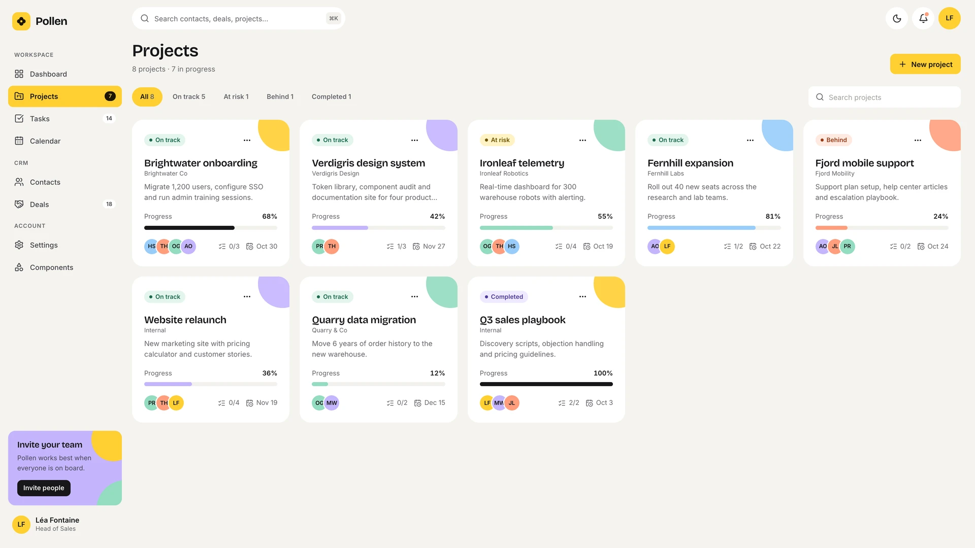 Pollen - Vue & React CRM and Project Management Admin Dashboard Template