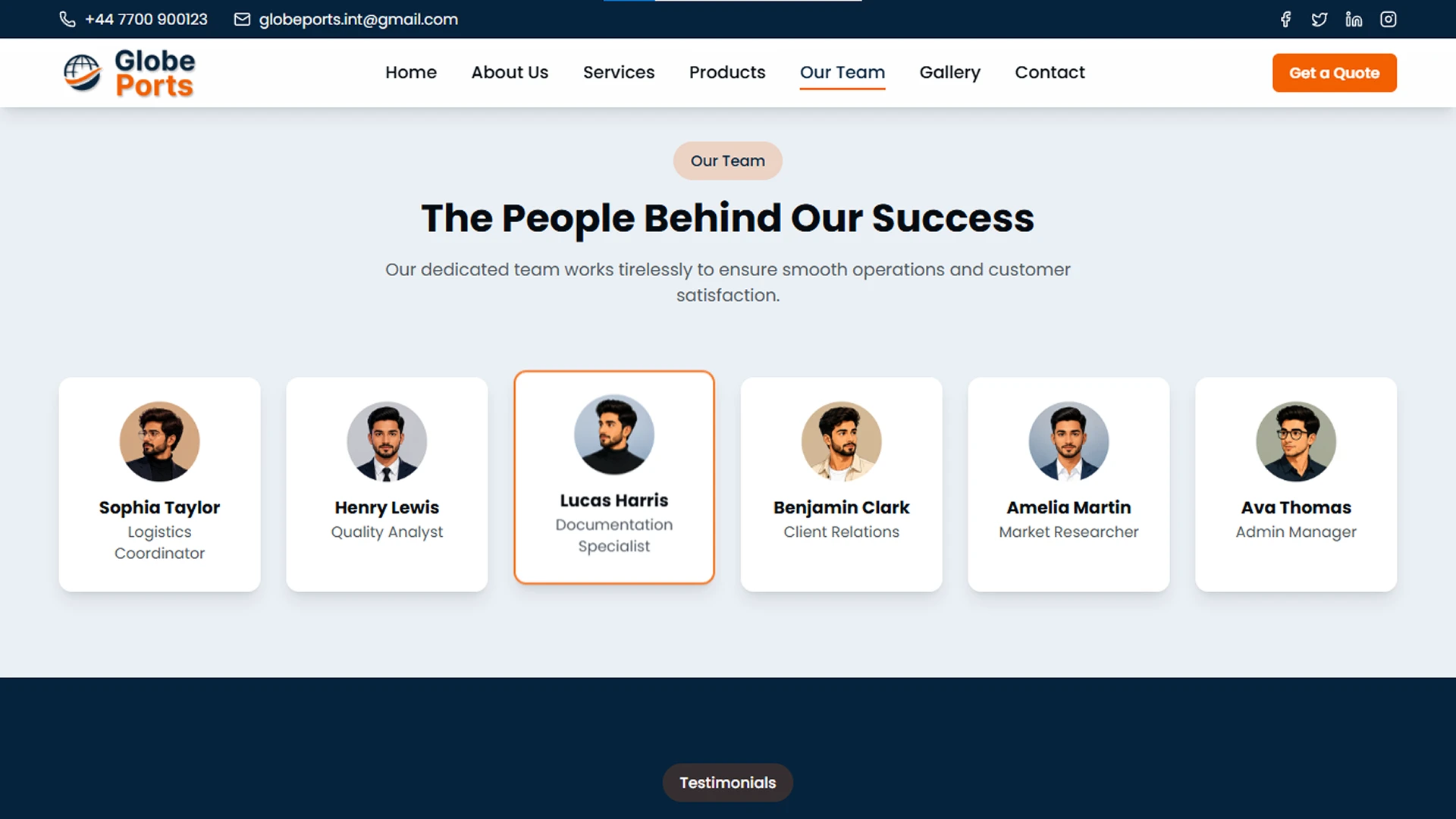 GlobePorts - Import Export Business Website Next.js Tailwind CSS